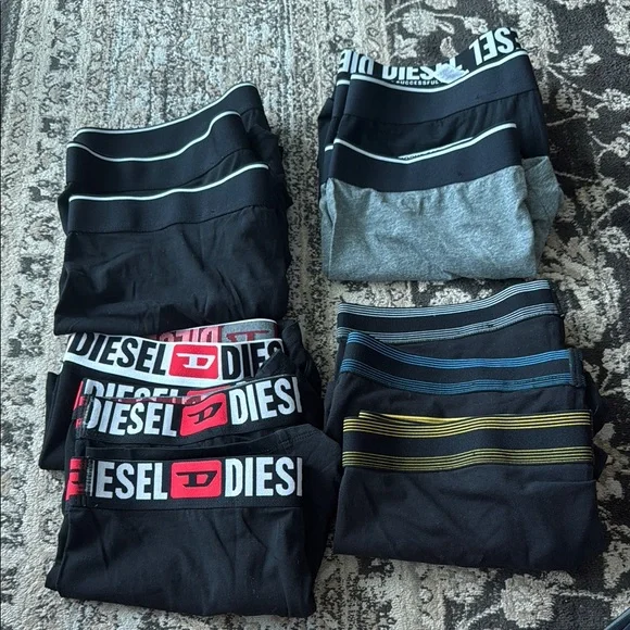 Bundle of 12 Diesel Boxer Briefs size XL in Black and Gray with Iconic Branding